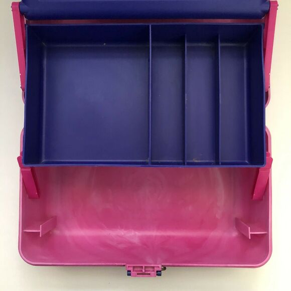 Vintage Caboodles Pink Marble Purple Storage Makeup Cosmetic Train Case 2620 - Picture 8 of 12